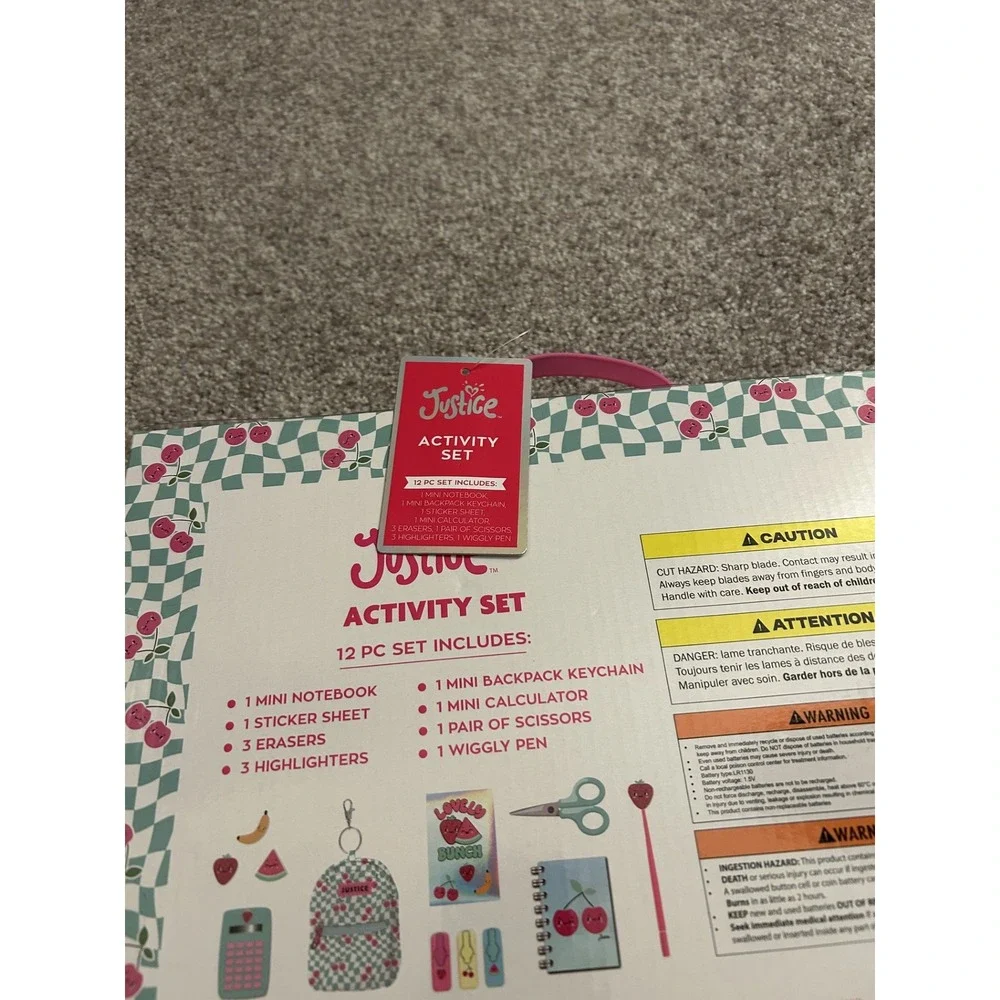 Justice Activity Set Girls OS Teal Pink New 12pc Mini Backpack Stationery Kit